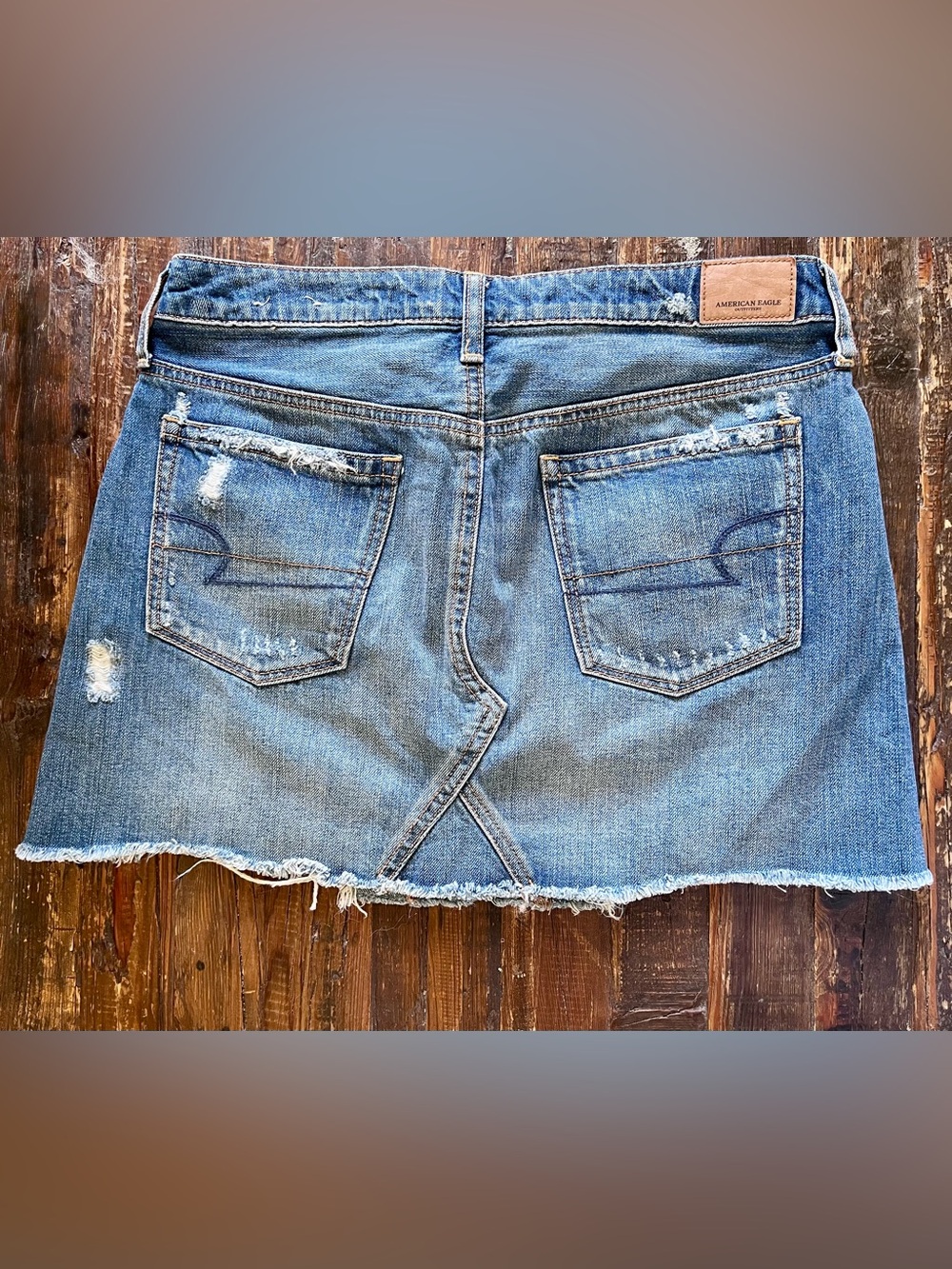 American Eagle Outfitters Light Blue Distressed Denim Mini Skirt Sz 10